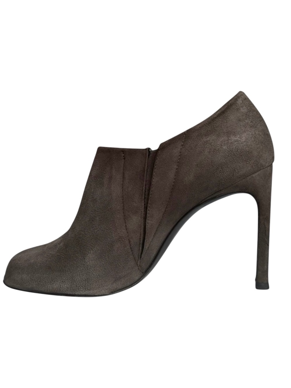 Stuart Weitzman Altamira Suede Leather Ankle Booties Gray Peep Toe Stiletto 9 M